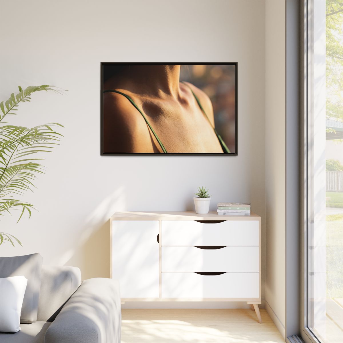 Golden Hour Matte Canvas - Framed Sunset Wall Art — Espresso...