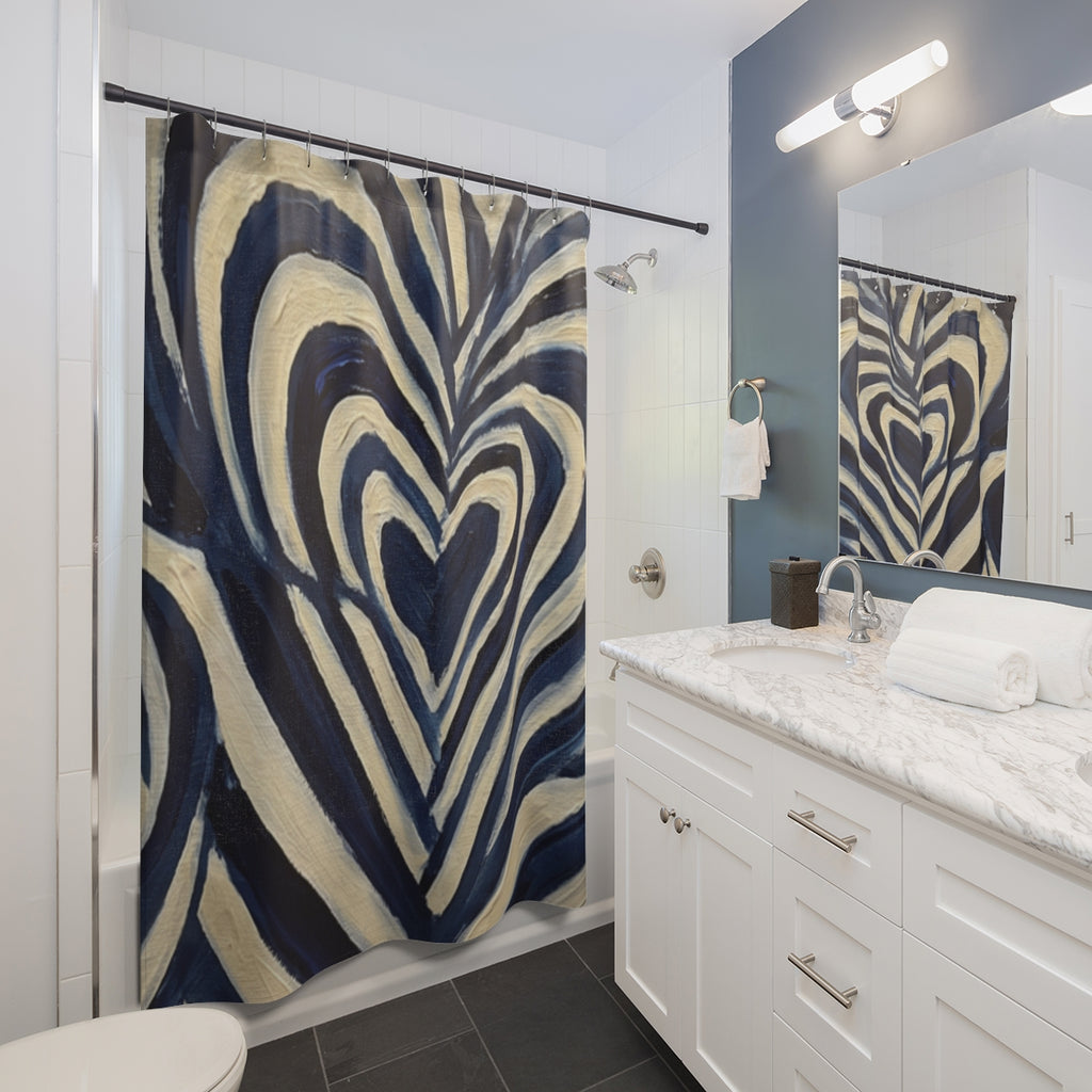 Shower Curtain - Hypnotic Heart Waves | Echovira Gallery