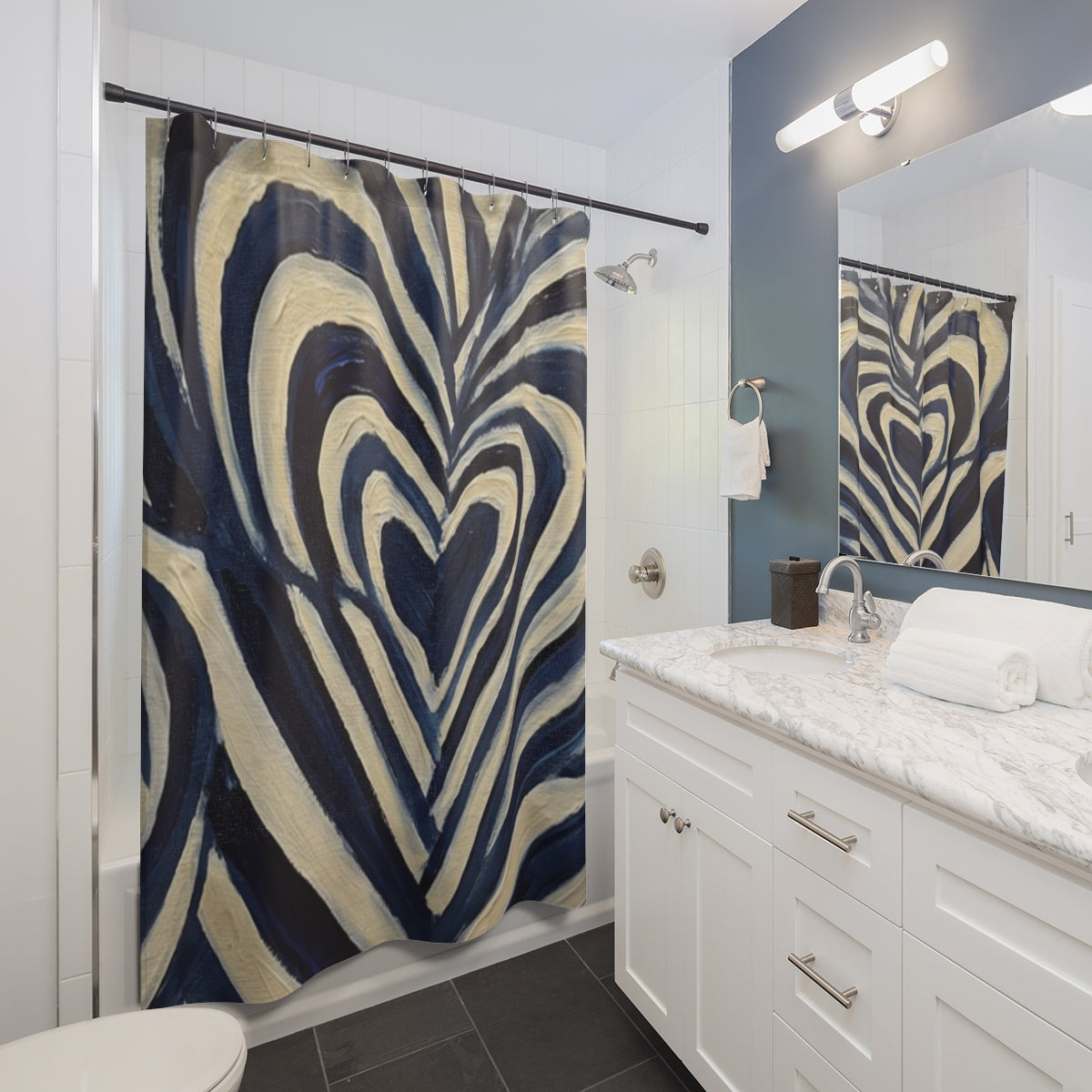 Shower Curtain - Hypnotic Heart Waves | Echovira Gallery