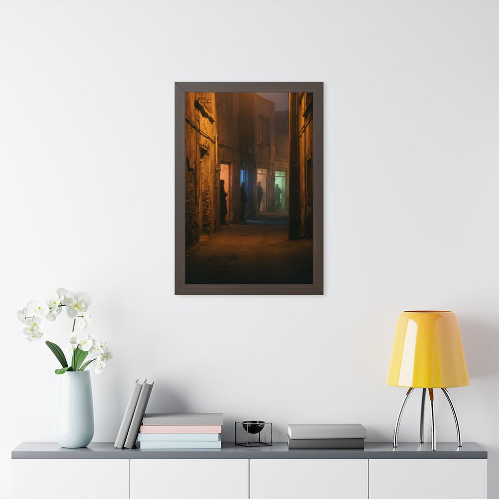 Framed Vertical Poster - Shadowed Alleyway Mystery Art Print...