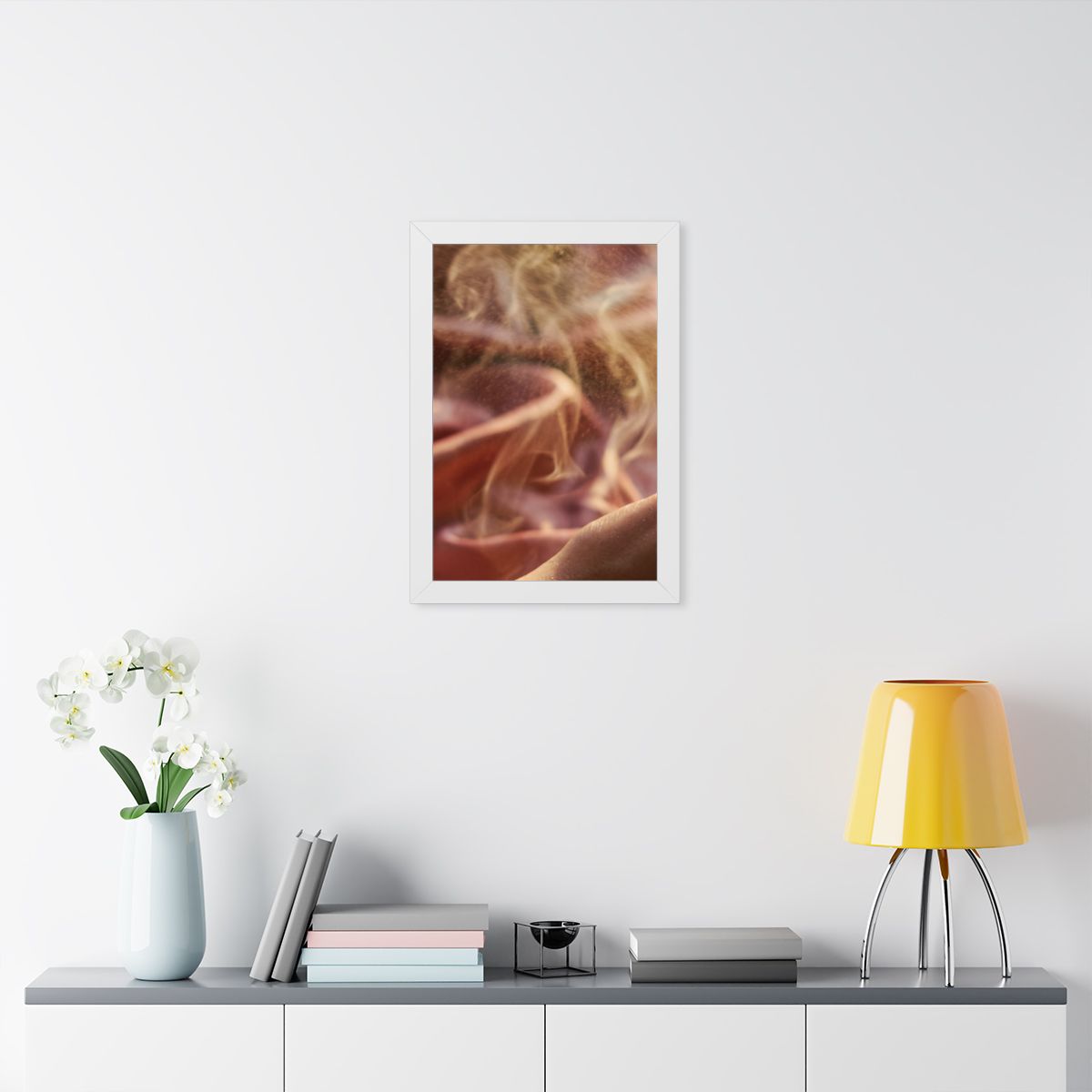 Framed Vertical Poster - Golden Mist Perfume Ritual Art —......