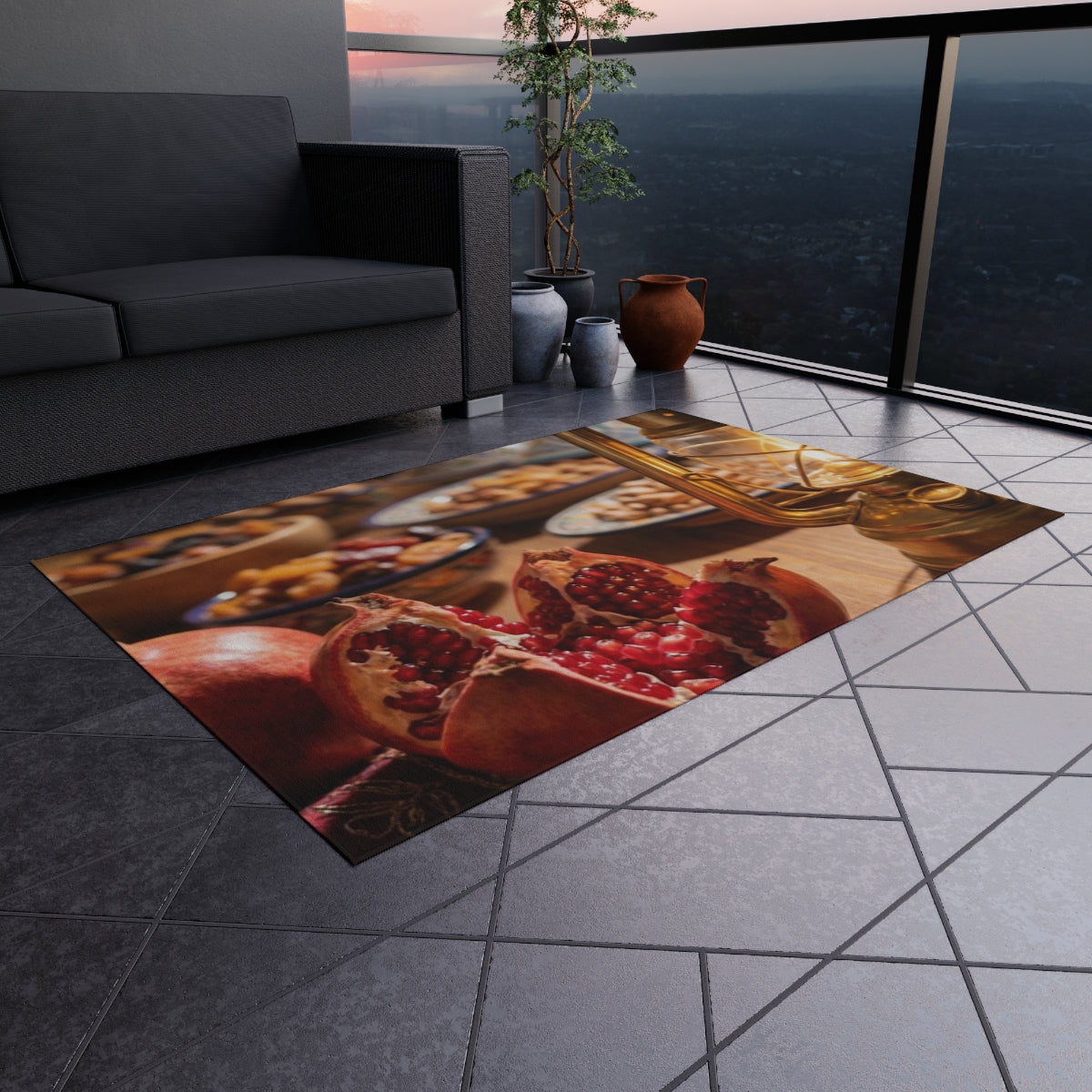 Outdoor Rug - Warm Sunset Feast | Echovira Gallery