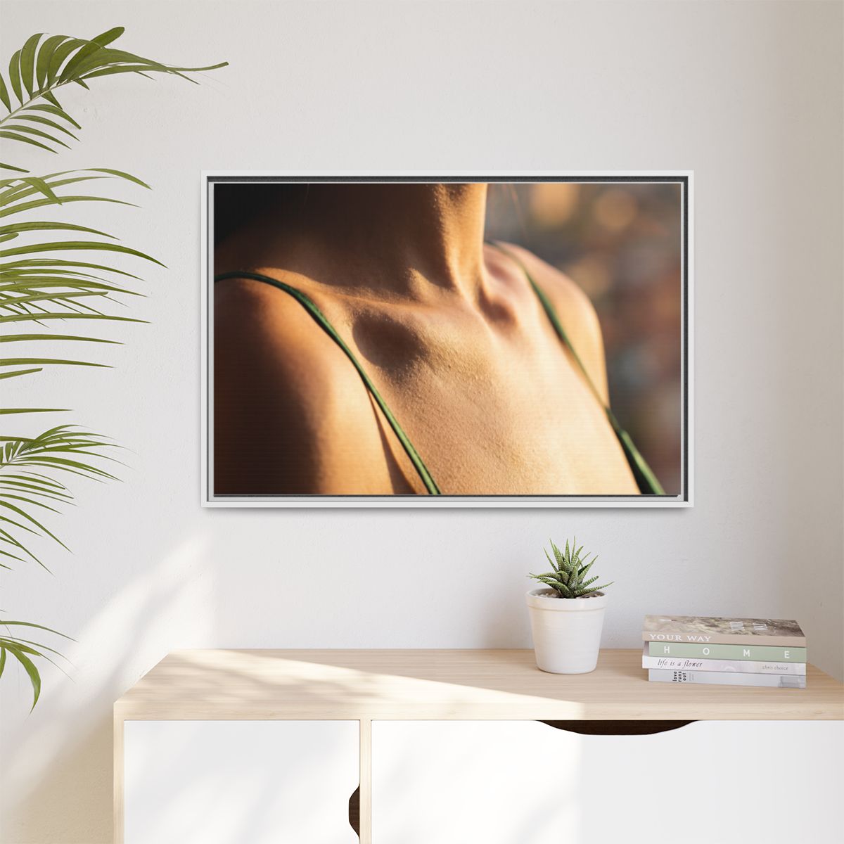Golden Hour Matte Canvas - Framed Sunset Wall Art — White /...