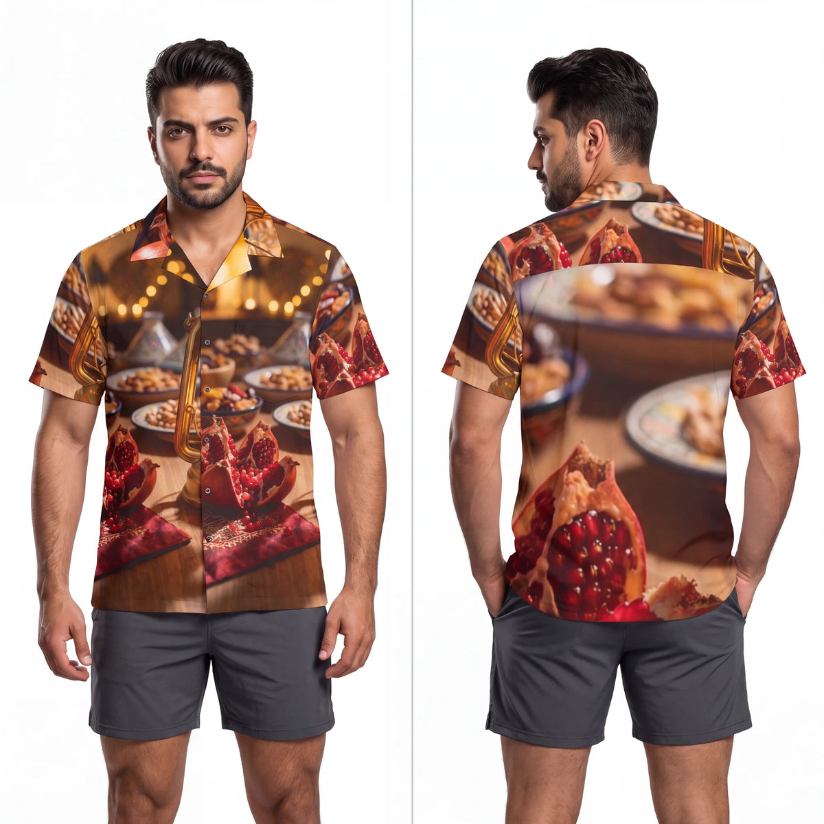 Men's Hawaiian Shirt - Amber Harvest Feast | Echovira...