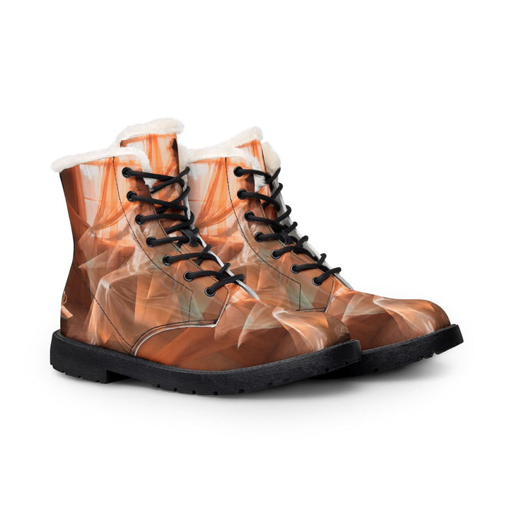 Bottes en cuir et fourrure homme - Brume ambrée