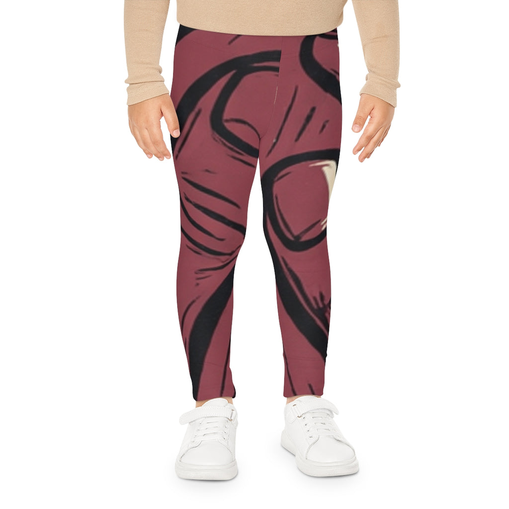 Kids Leggings with Crimson Woodcut Hands