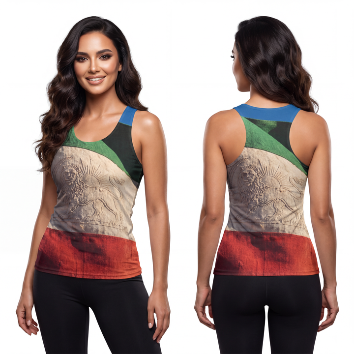 Unisex Tank Top - Vintage Persian Lion and Sun Flag Art