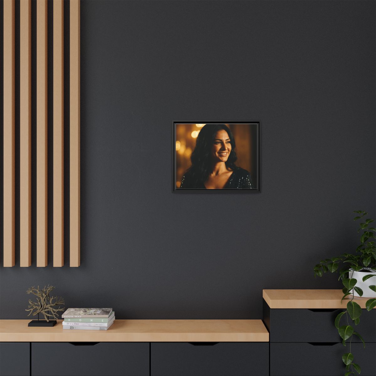 Framed Canvas Art - Golden Glamour — Black / 1.25"