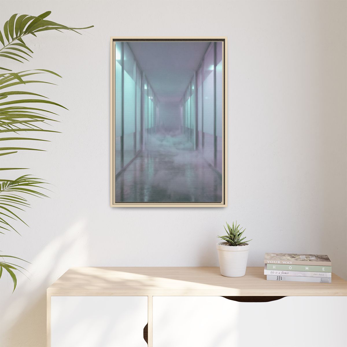 Matte Canvas, Framed - Liminal Corridor Fog Art Print —... |...