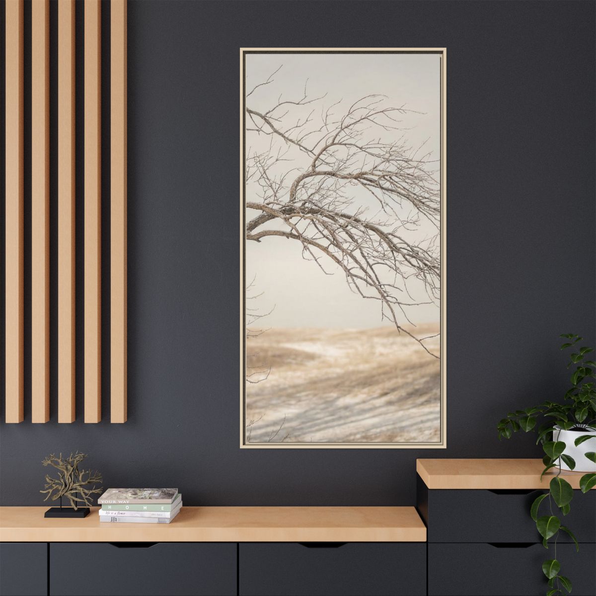 Matte Canvas, Framed - Winter Branch Solitude Landscape —......
