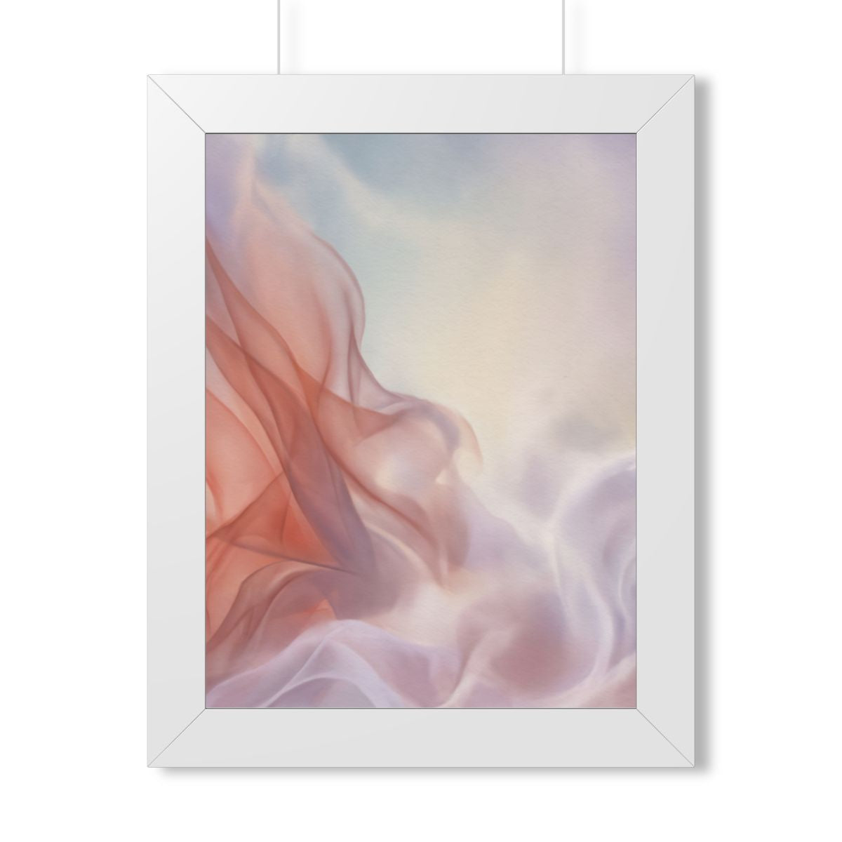 Framed Vertical Poster - Ethereal Silk Flow Pastel... |...
