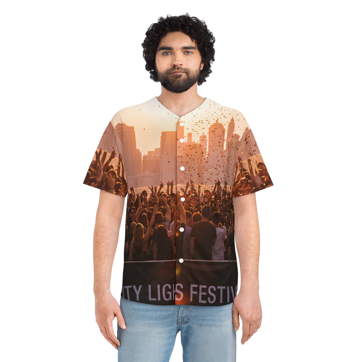 Men's Baseball Jersey - City Lights | Echovira Gallery