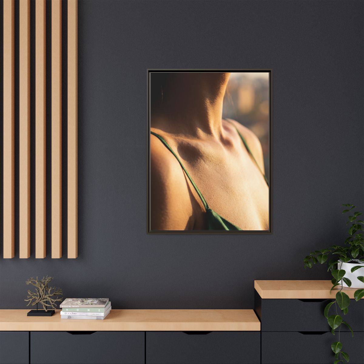 Golden Hour Matte Canvas - Framed Sunset Wall Art — Espresso...