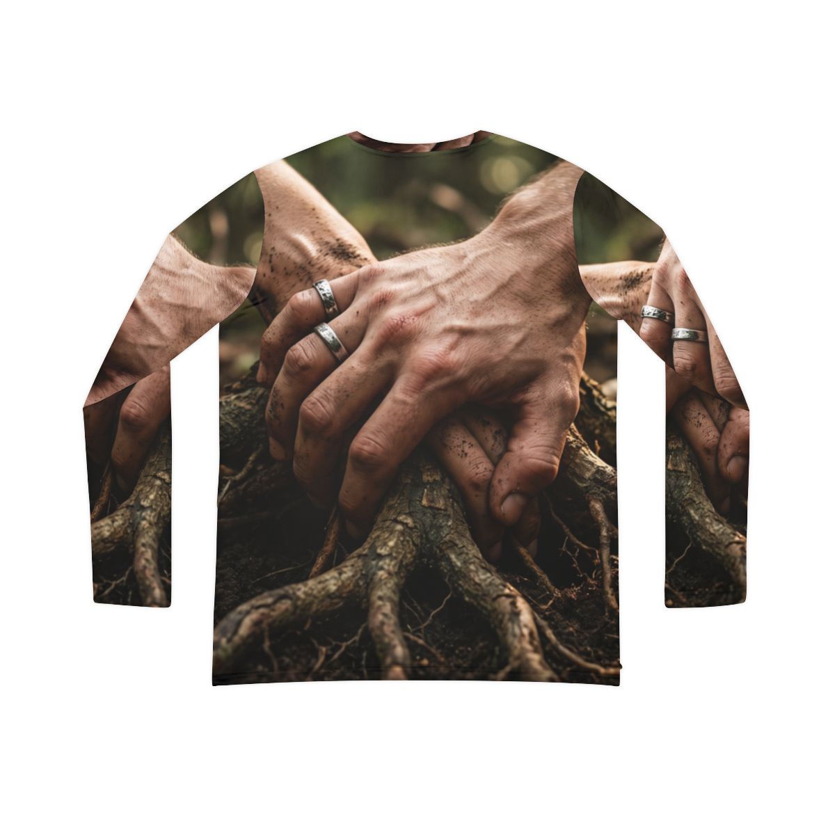 Women's Long Sleeve V-Neck Shirt Tree Roots Art