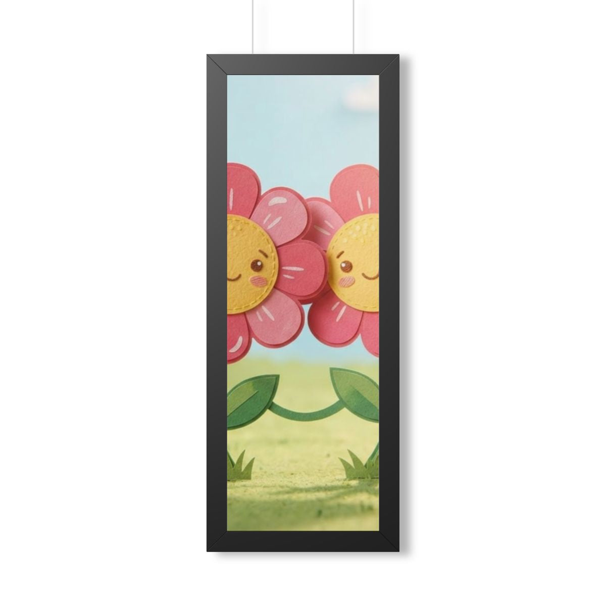 Framed Vertical Poster - Blooming Friends Papercraft Floral...