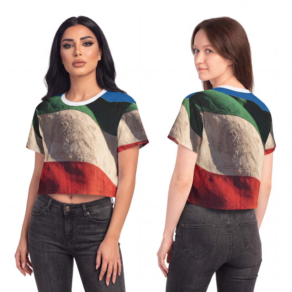 Crop Tee - Vintage Lion Flag design | Echovira Gallery