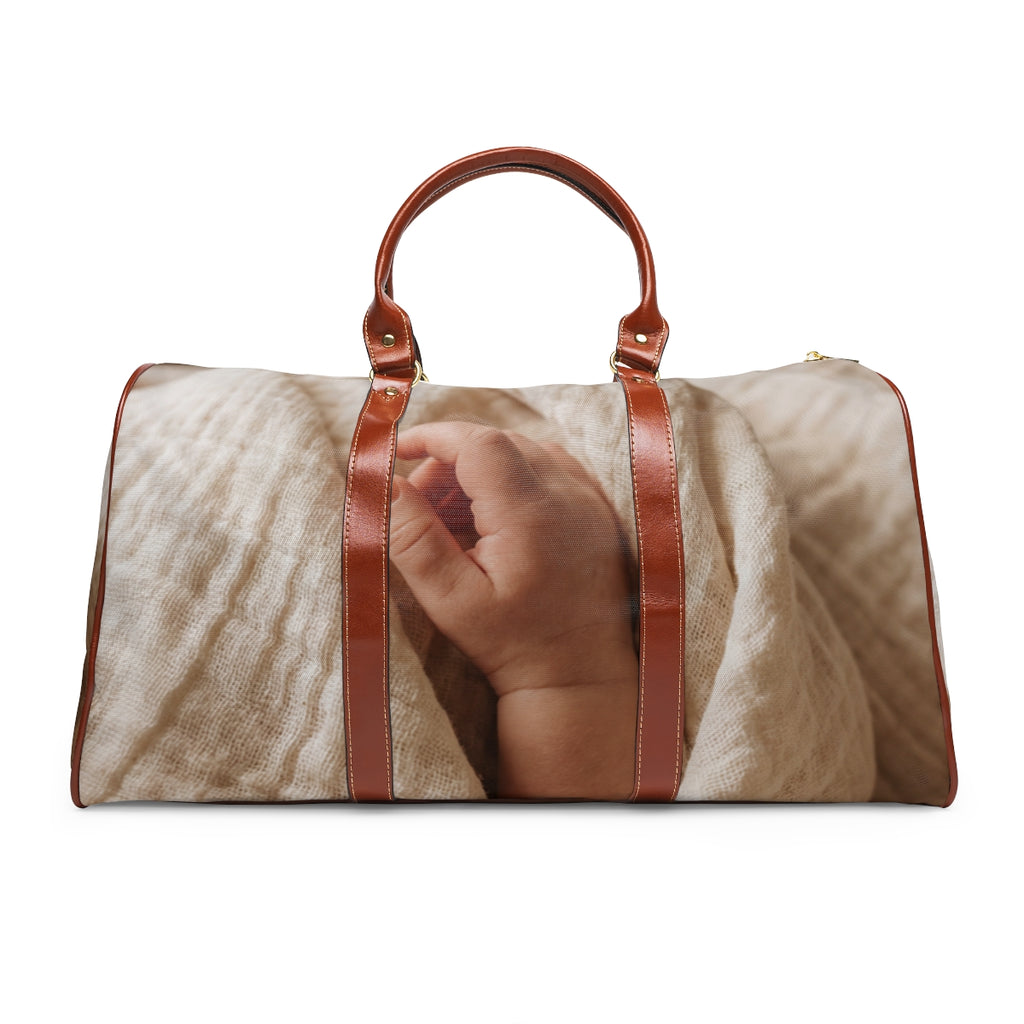 Waterproof Travel Bag - Soft Newborn Hand Aesthetic Artwork...