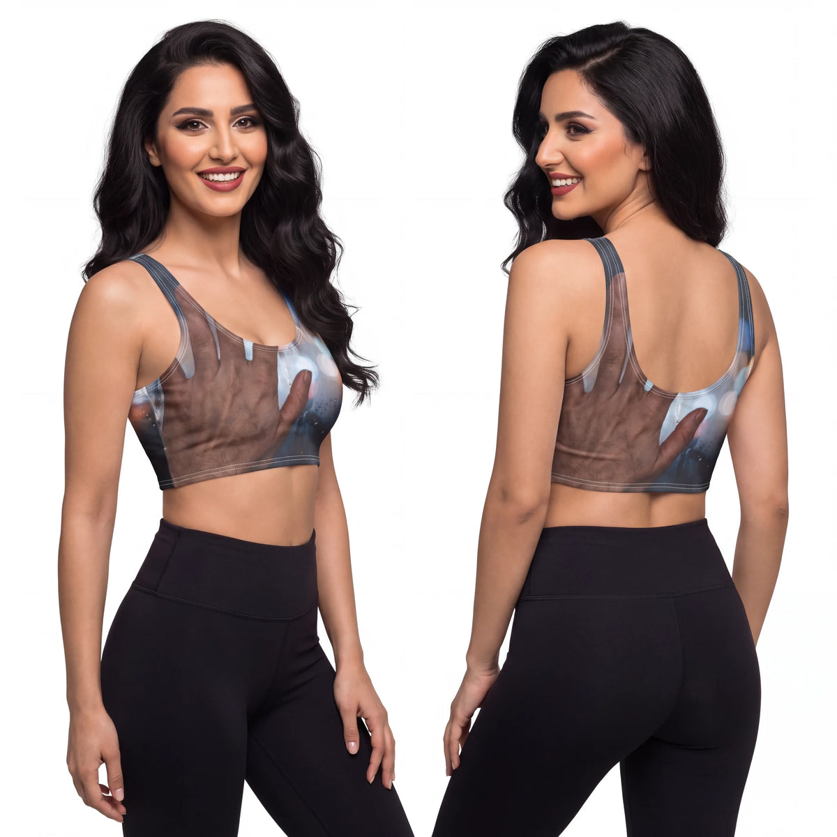 Rainy Window City Bokeh Sports Bra