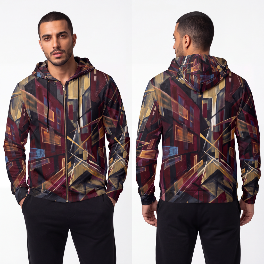 Men's Full-Zip Hoodie - Urban Pulse | Echovira Gallery