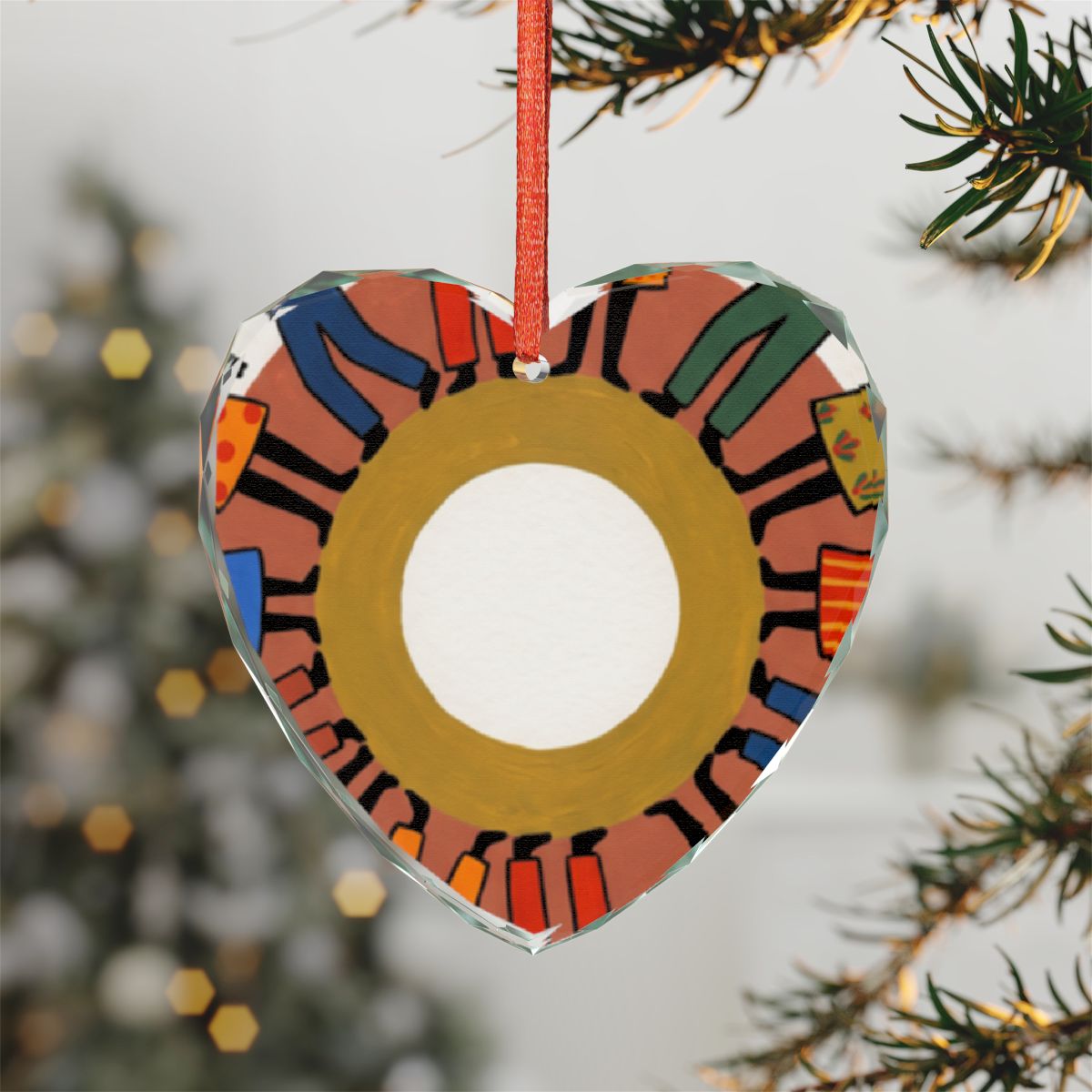 Crystal Glass Ornament - Unity Mandala Folk Art | Echovira...
