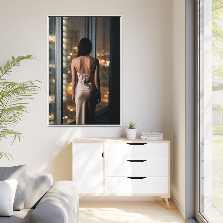 Matte Canvas, Framed - Rainy City lights Glow — White / 1.25" (8×10, 9×12, 11×14, 12×16, 10×20, 12×18, 16×20, 16×24, 18×24, 12×36, 20×24, 16×32, 20×30, 24×30, 24×32, 16×48, 24×36, 24×48, 30×40, 20×60, 32×48, 30×60 & 40×60)