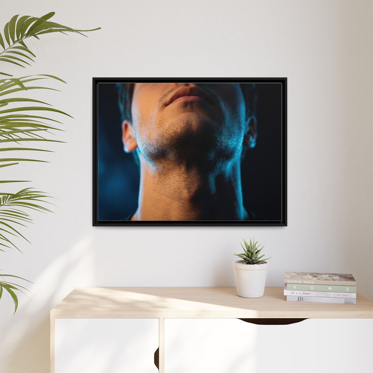 Matte Canvas, Framed - Neon Shadows Cinematic Portrait Art...