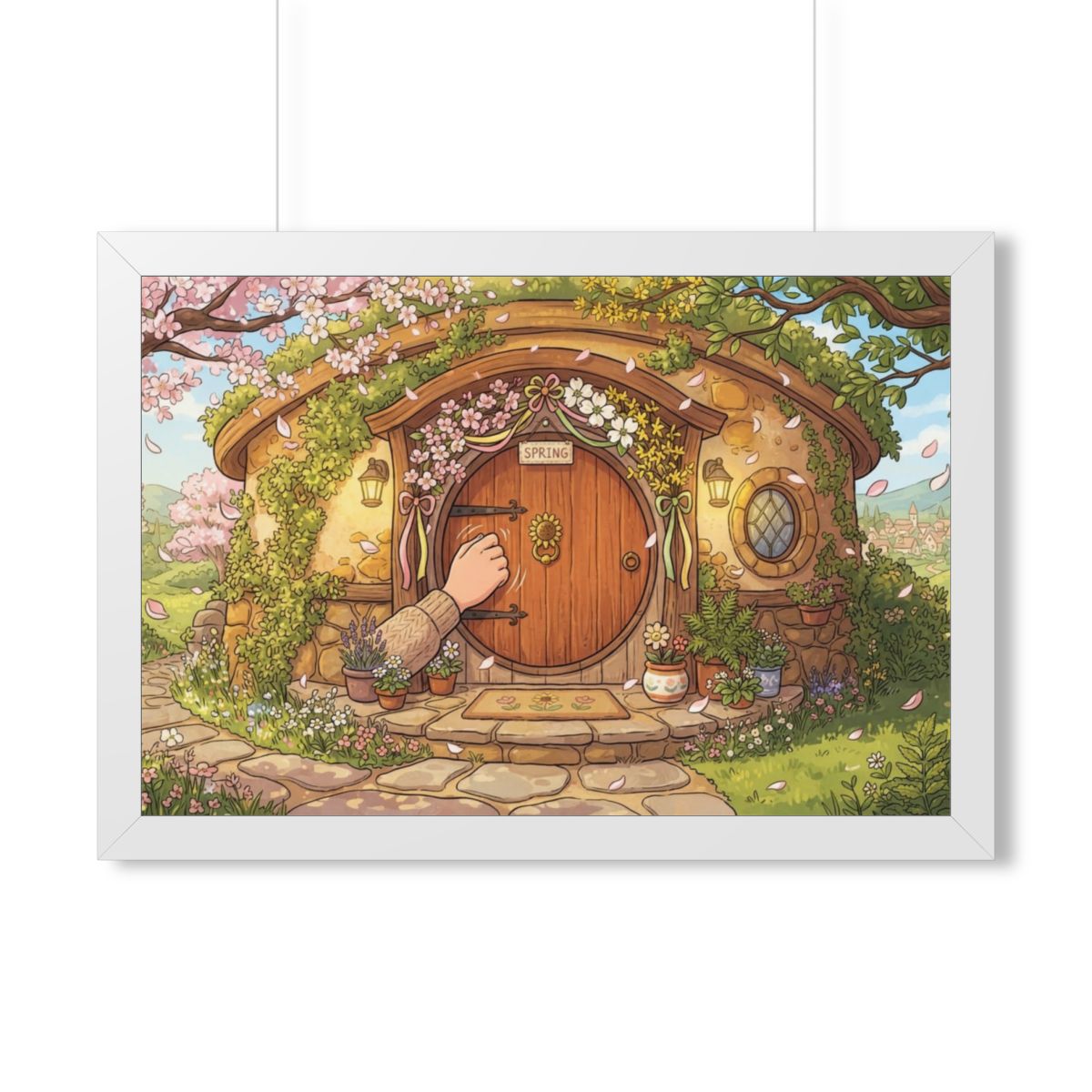 Framed Horizontal Poster - Spring Garden Entry — White... |...