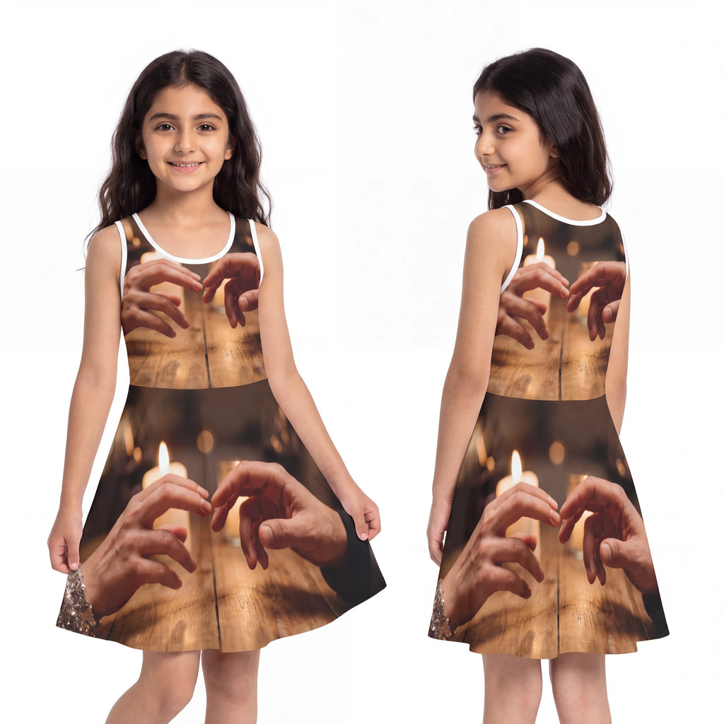 Girls' Sleeveless Sundress with Candlelit Hands Art