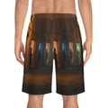 Men's Board Shorts - Shadowed Alleyway Mystery Art Print |...