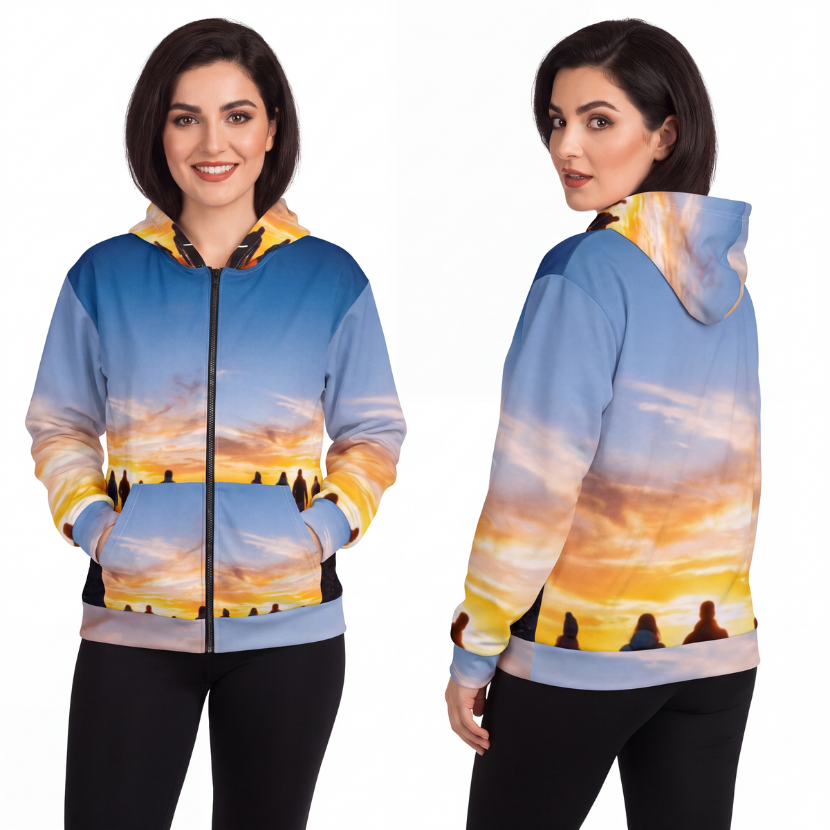 Unisex Zip Hoodie - Golden Hour Ridge | Echovira Gallery