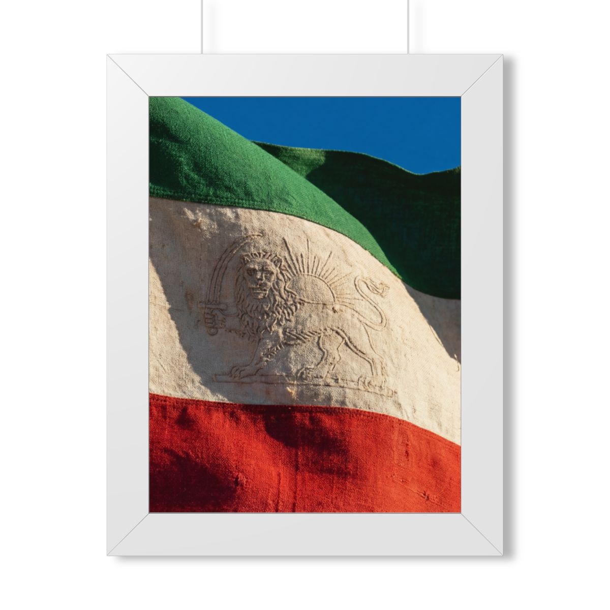 Framed Vertical Poster - Vintage Persian Lion and Sun Flag...