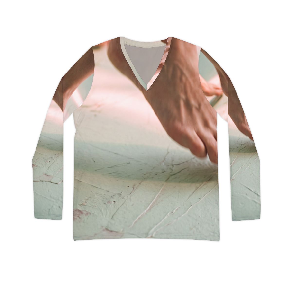 Women's V-Neck Long Sleeve Shirt Barefoot Art