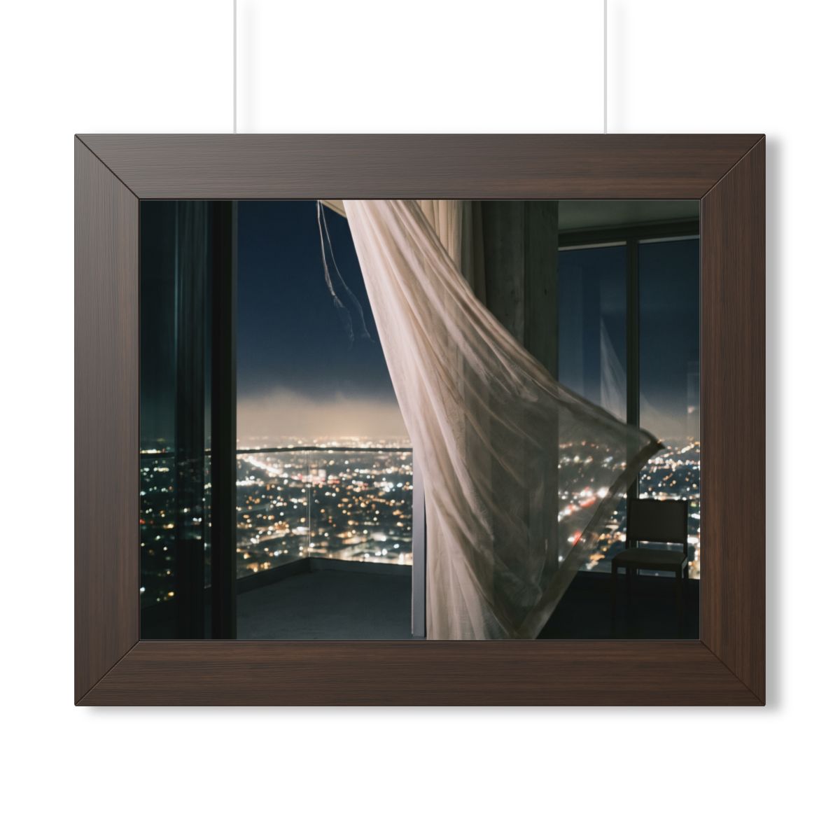 Framed Horizontal Poster - Skyline Serenity — Walnut (14×11...