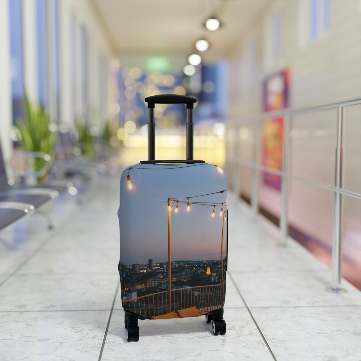 Luggage Cover - Twilight Rooftop Terrace Canvas Art |...
