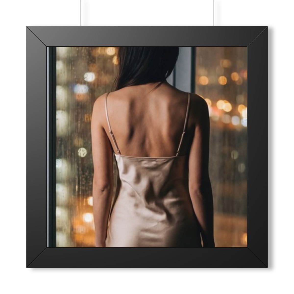 Framed Vertical Poster - Shimmering Rainscape — Black... |...