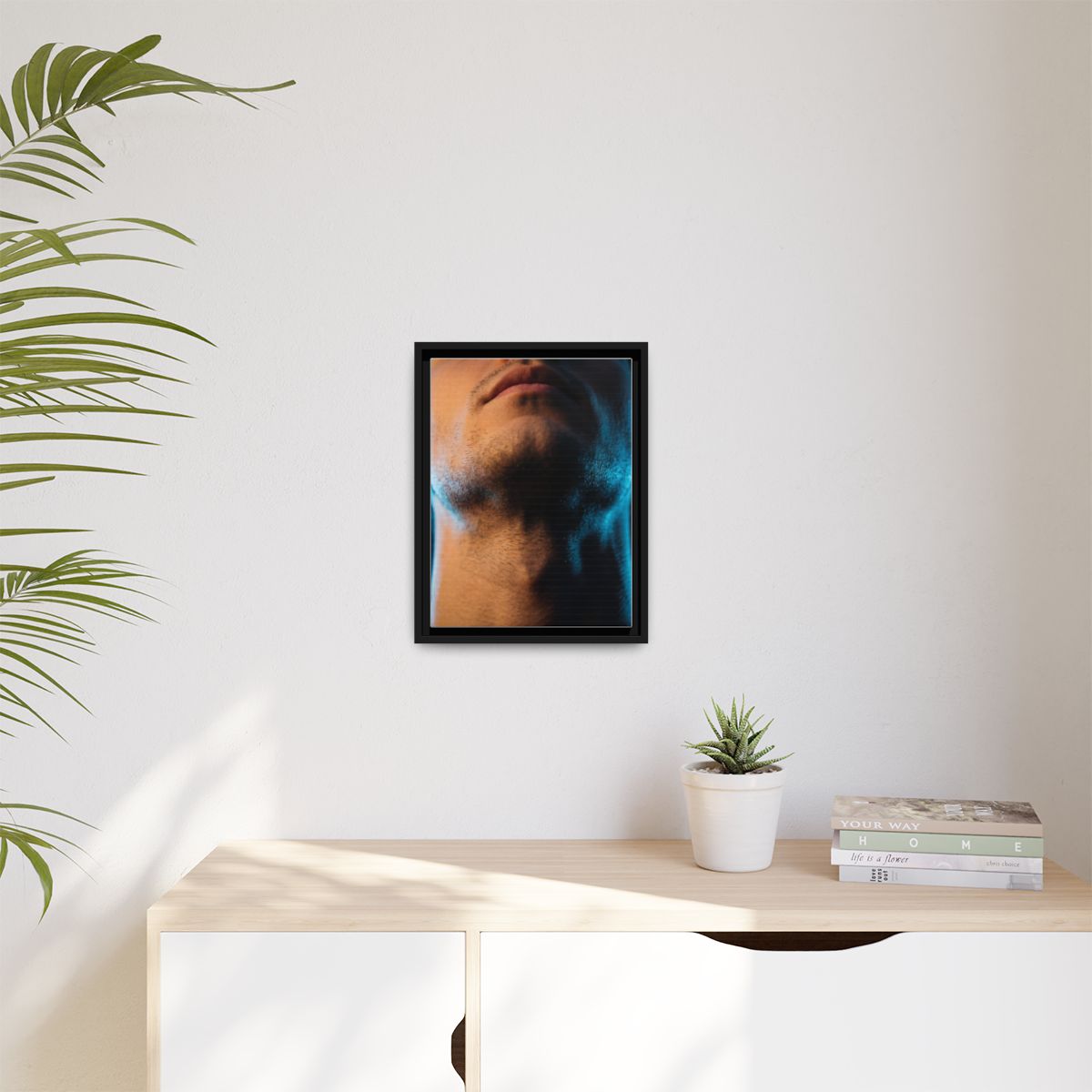 Matte Canvas, Framed - Neon Shadows Cinematic Portrait Art...