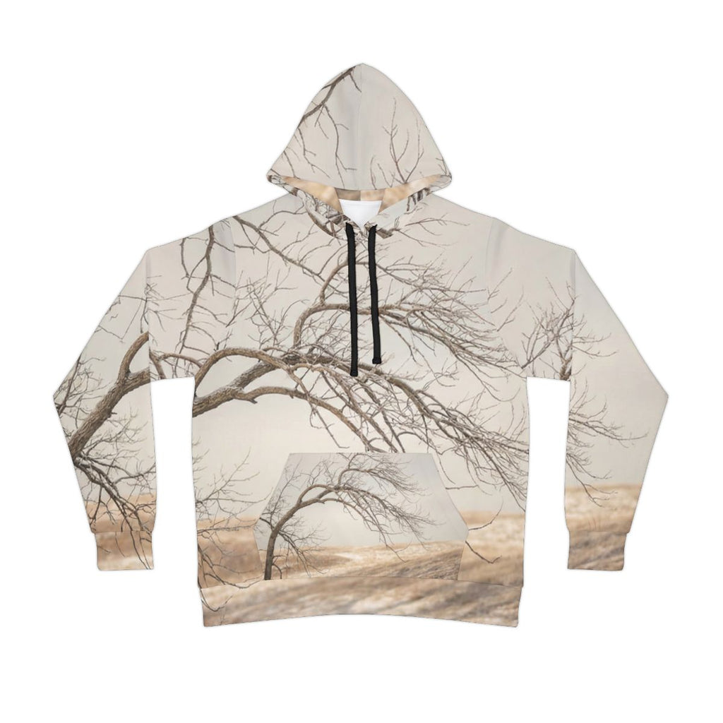 Men's Athletic Hoodie - Silent Branches Winter Landscape Art...