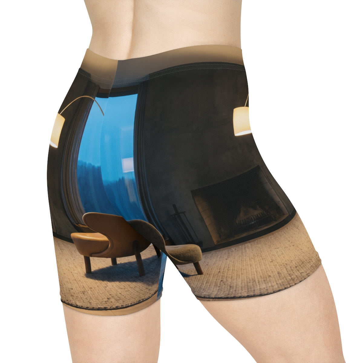 Women's Biker Shorts with Twilight Hearth Art