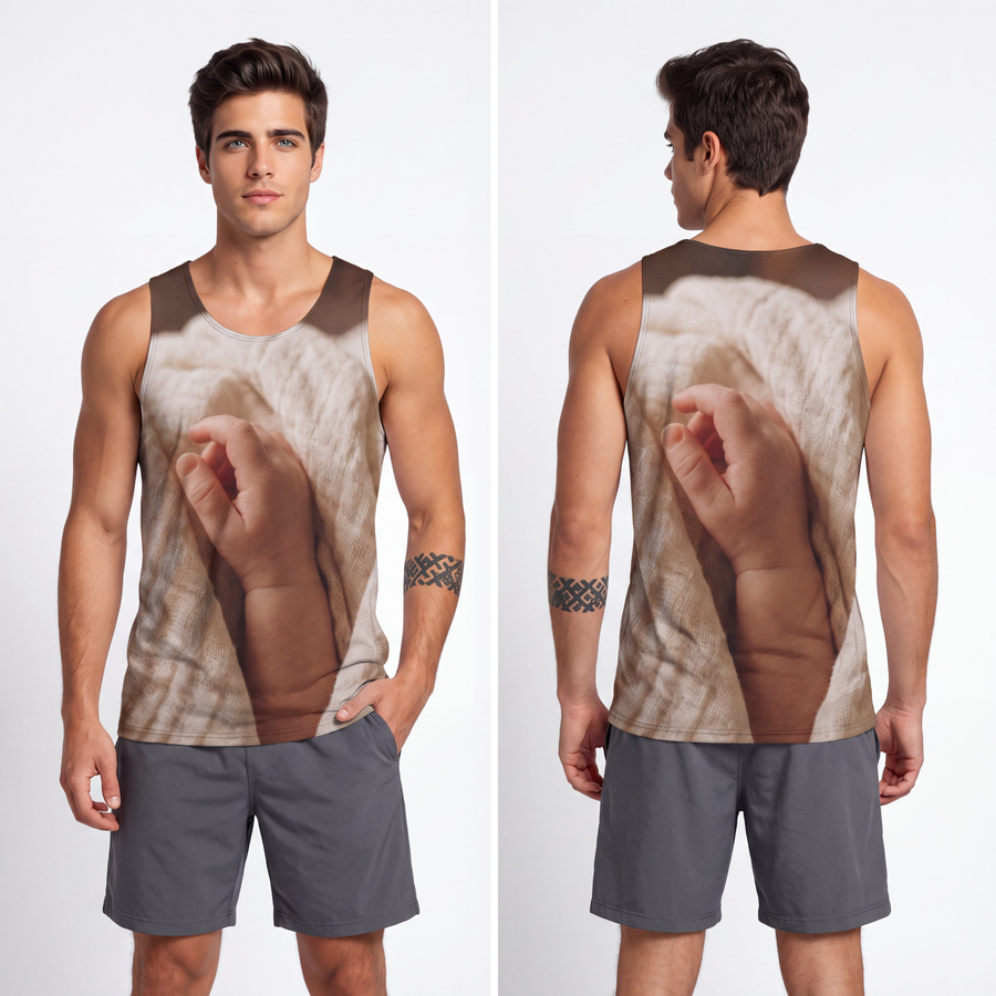 Men's Tank - Tender Newborn Hand in Soft Muslin Blanket