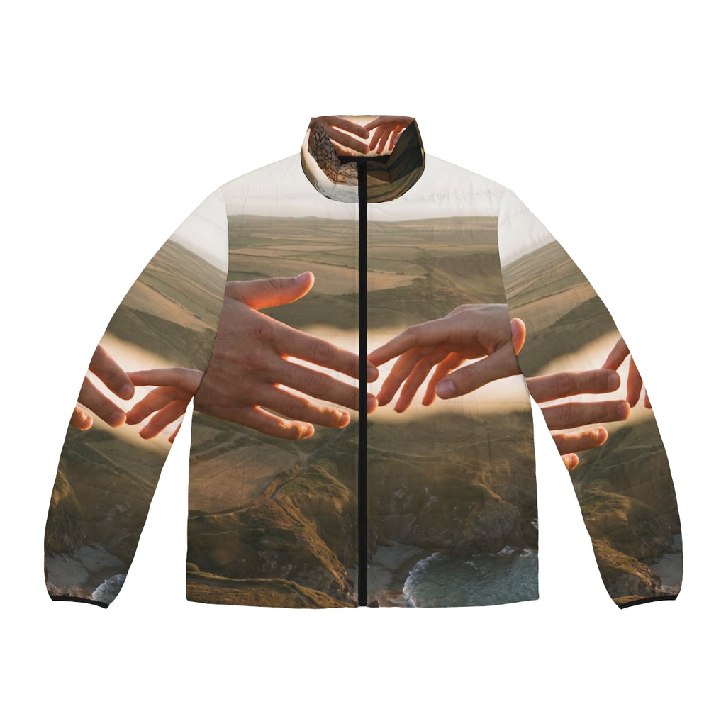 Men's Puffer Jacket - The Infinite Touch | Ethereal Coastal...