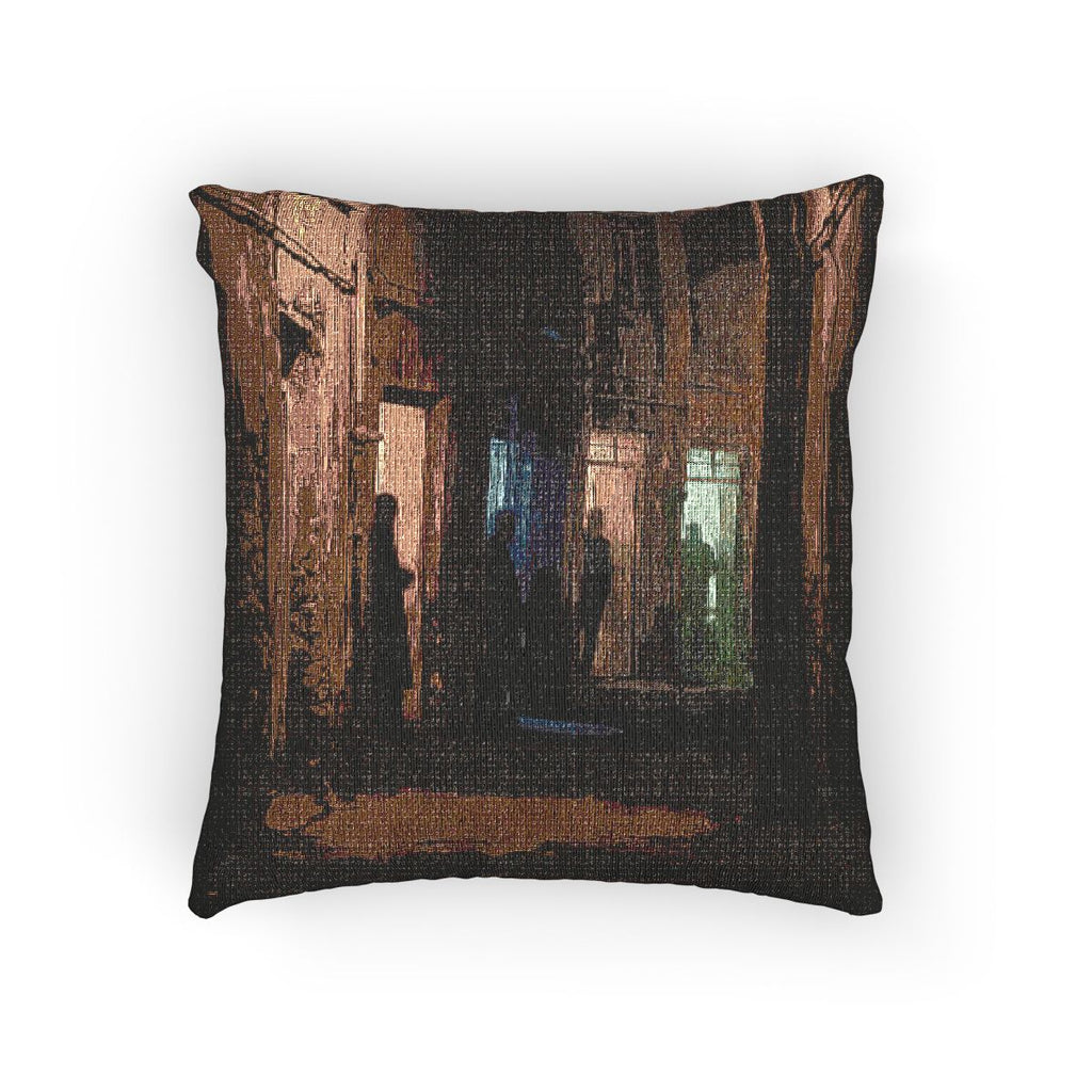 Woven Pillow - Textured Night Corridor | Echovira Gallery
