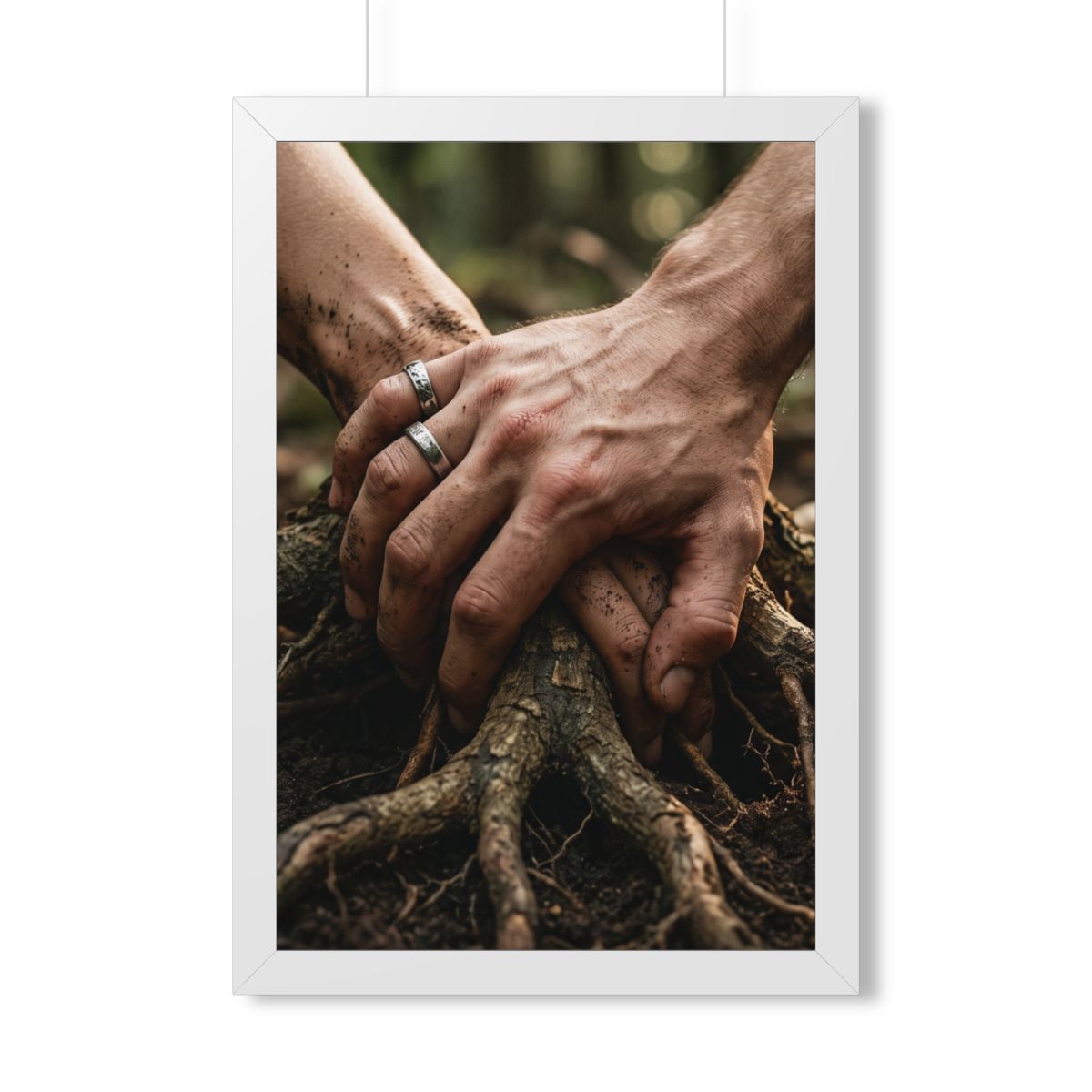 Forest Roots White Frame Vertical Poster