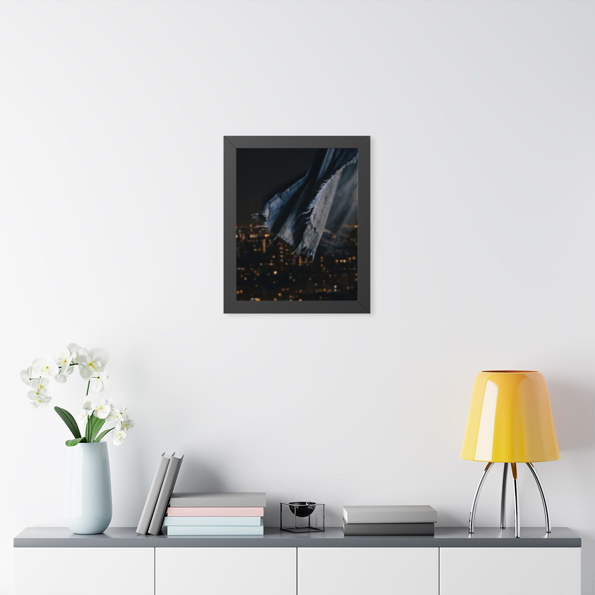 Framed Vertical Poster - City Lights Nocturne — Black... |...