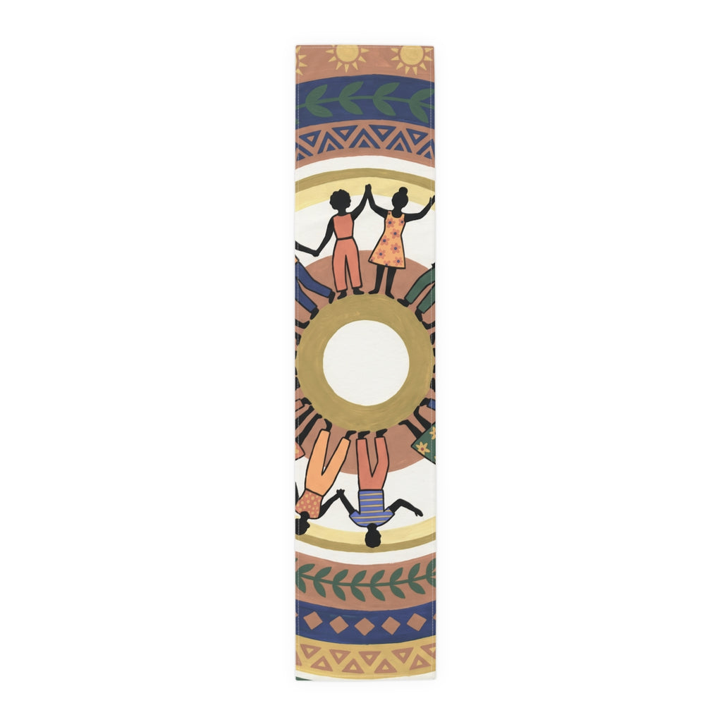 Table Runner - Unity Mandala Folk Art | Echovira Gallery