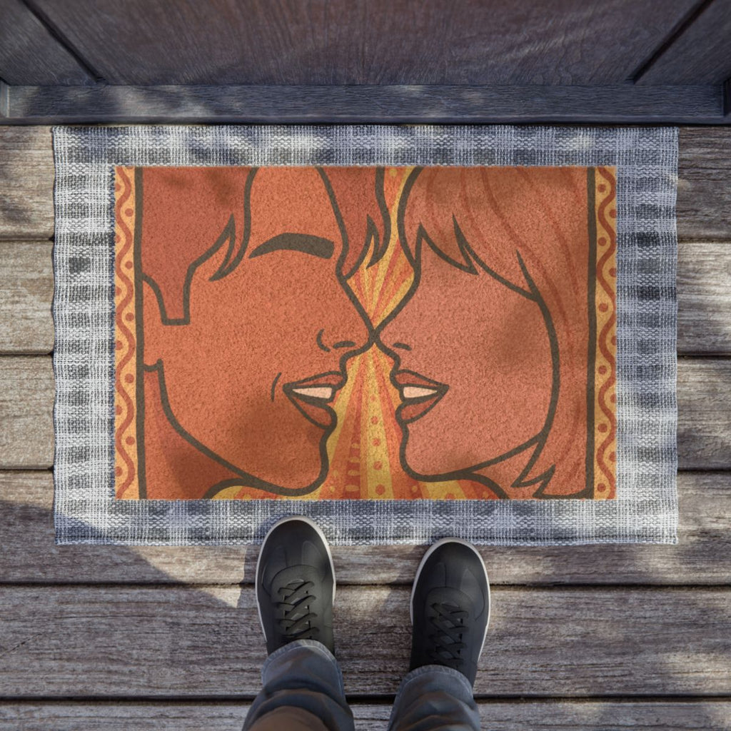 Doormat - Retro Sunburst Lovers Pop Art | Echovira Gallery