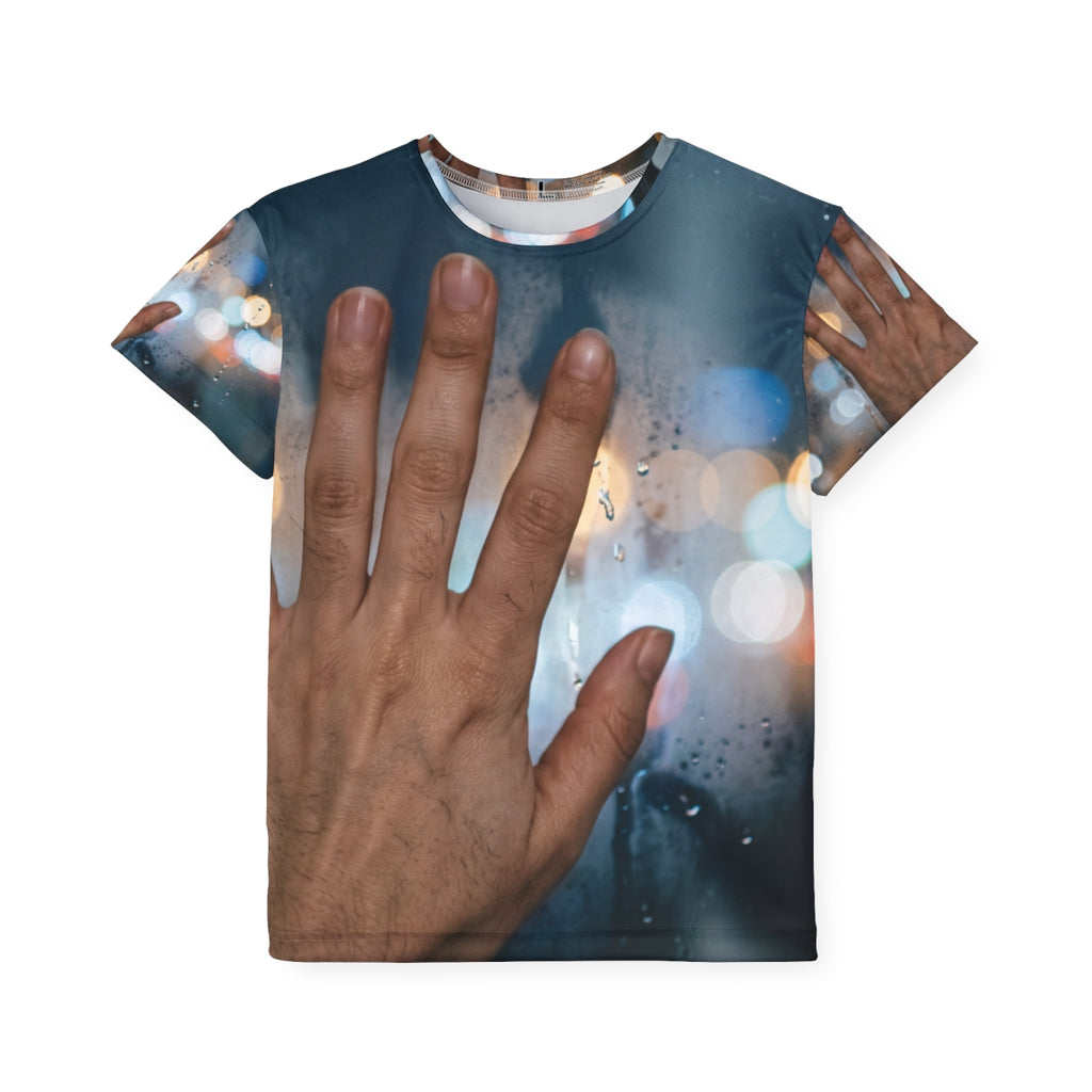 Kids Sports Jersey with Rainy City Window Art