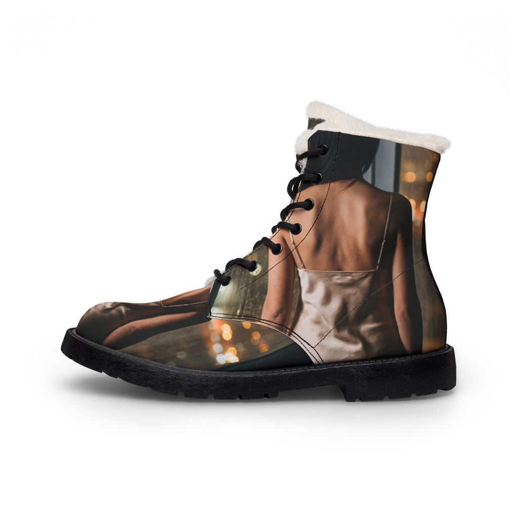 Women's Leather Boots - Shimmering City Grid | Echovira...