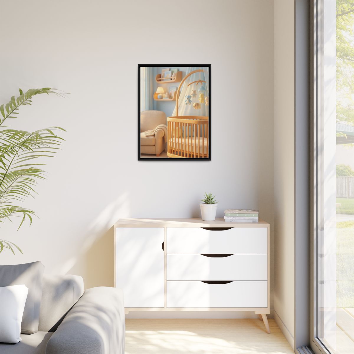 Matte Canvas, Framed - Dreamy Serene Nursery Art — Black /...