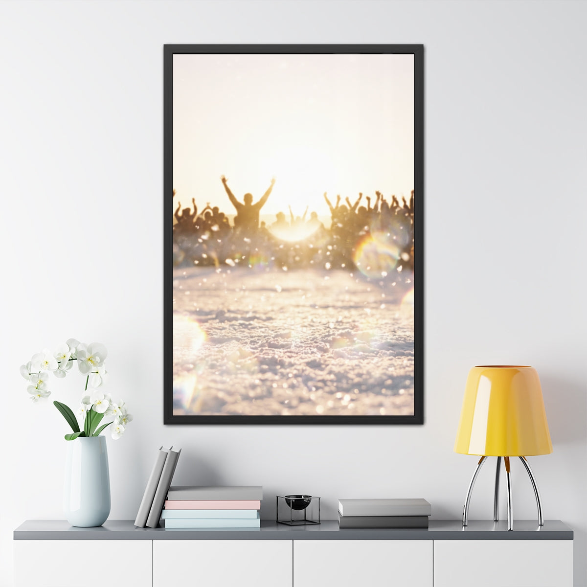 Framed Poster Portrait Golden Crowd Celebration