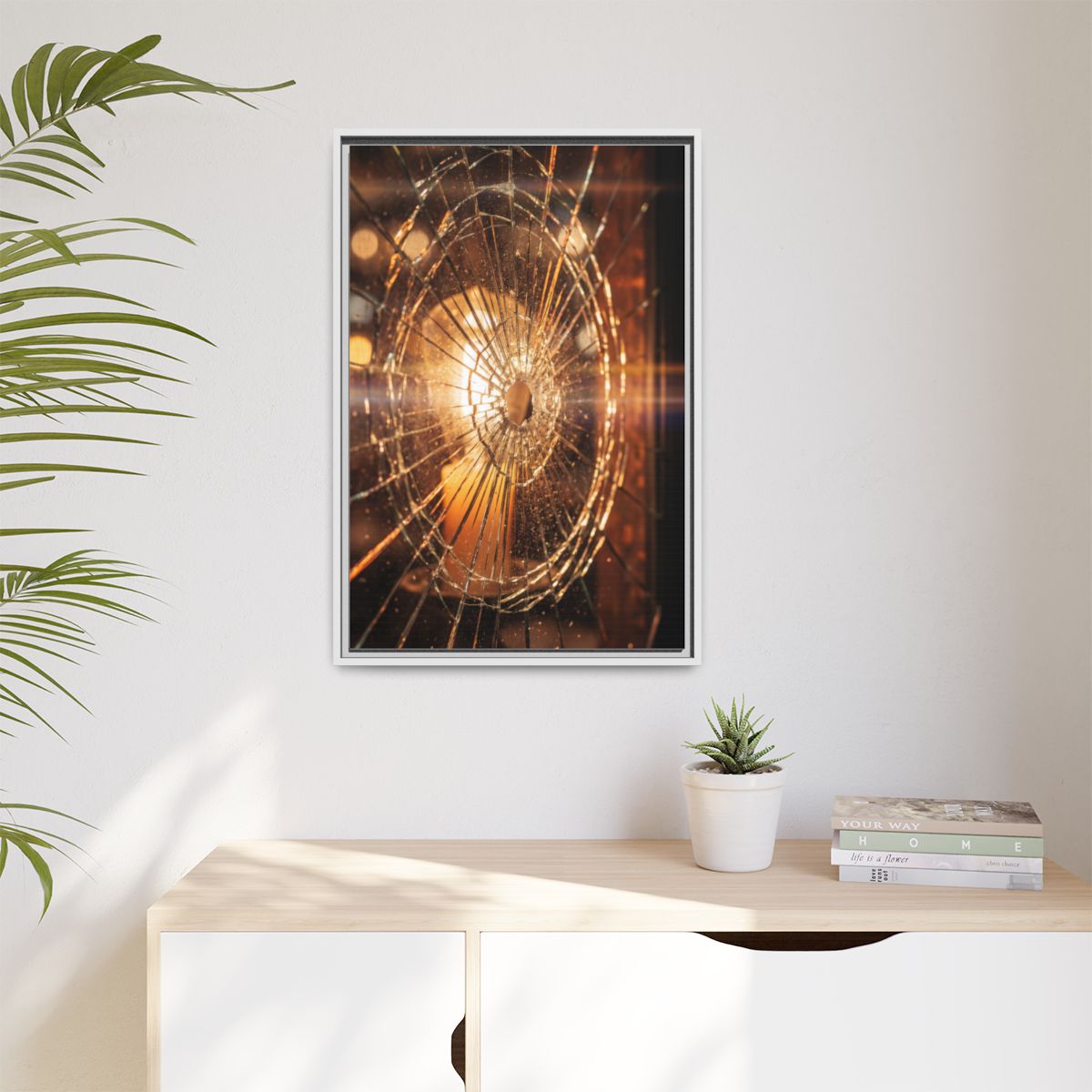 Matte Canvas, Framed - Golden Fractured Art — White / 1.25"...